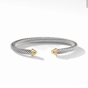 David Yurman Cable Classics Bracelet in Sterling Silver w/ 14K Yellow Gold Domes